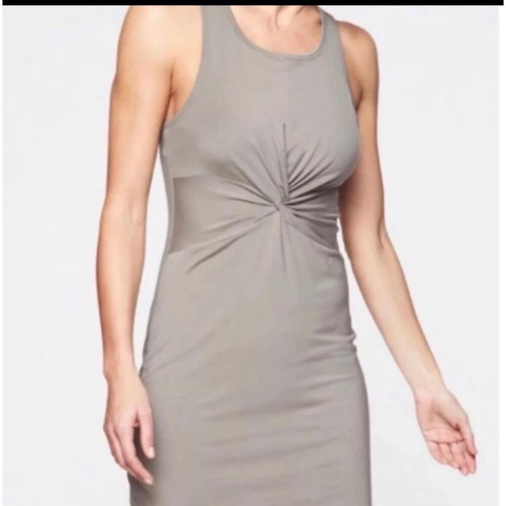 Athleta Barre Bralette Twist Knot Front Racerback Dress Taupe Size Medium